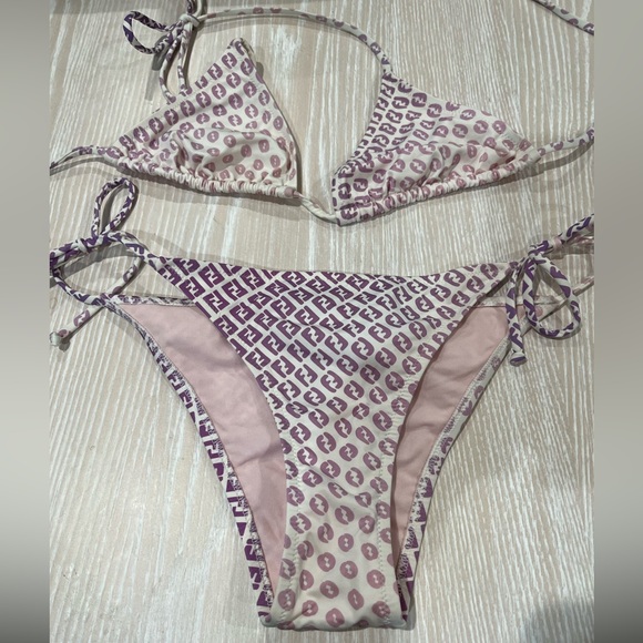Fendi Other - Fendi logo pink purple white string bikini sz 42 US 4 6